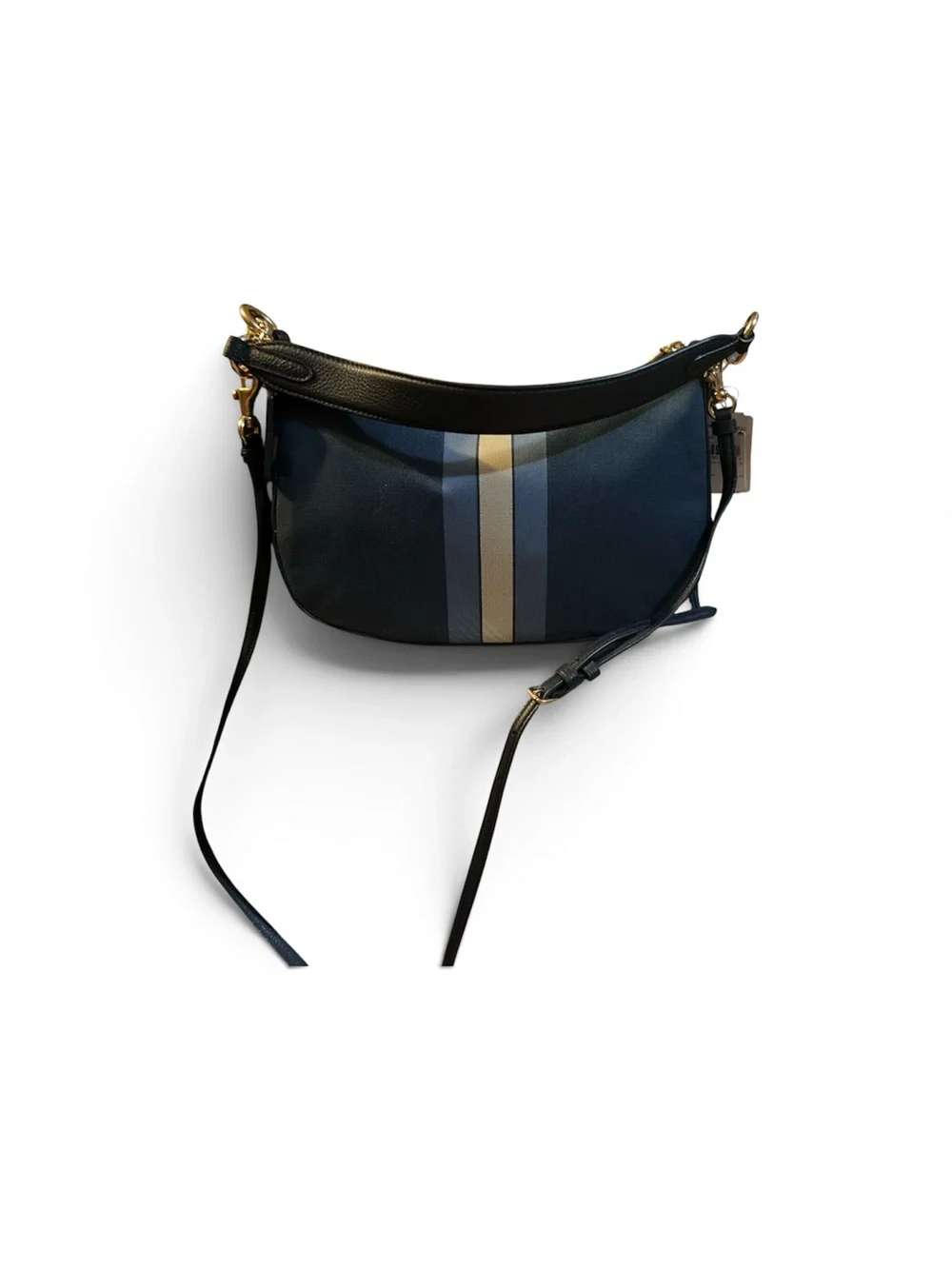 Coach Navy Stripe Leather and denim Bag